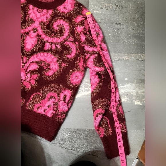 NAF NAF Paris Women's Pink, Burgundy. Metallic Touch. Knit Sweater. Size M. - Picture 9 of 10